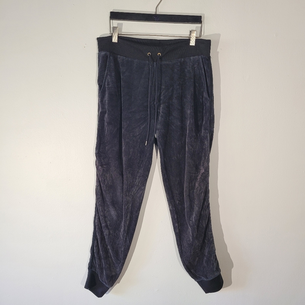Juicy Couture Velour Black Jogger Pant Pink Label Medium Y2K
